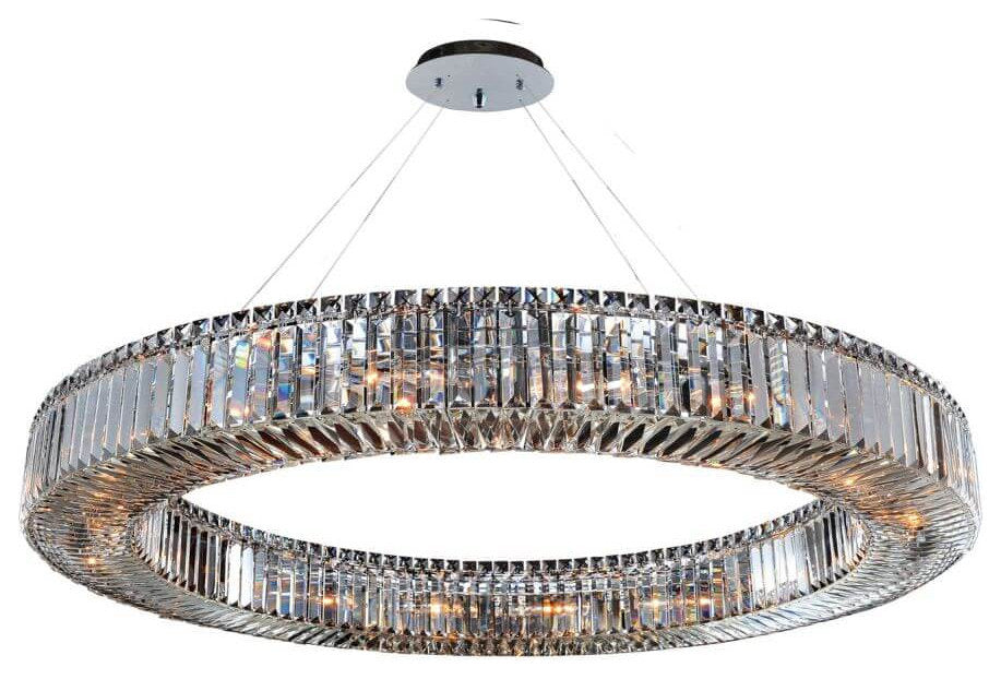 Allegri Rondelle Pendant in Chrome with Firenze Clear Crystal, Chrome, 47.00By Allegri Crystal by Kalco Lighting