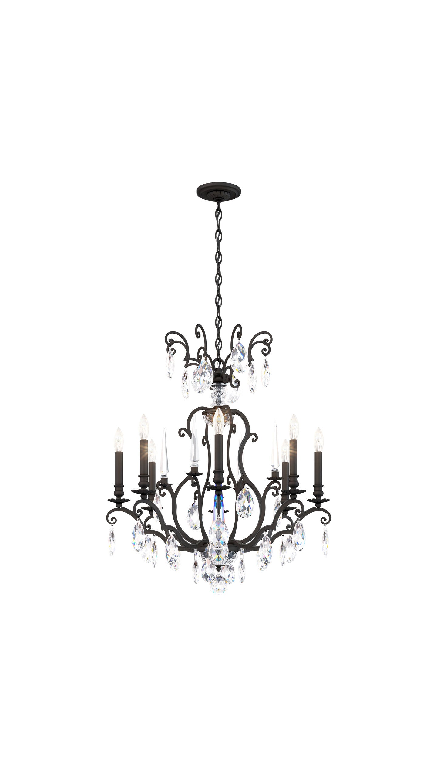 Renaissance Nouveau 32x31" 8-Light Traditional Chandelier, BlackBy Schonbek