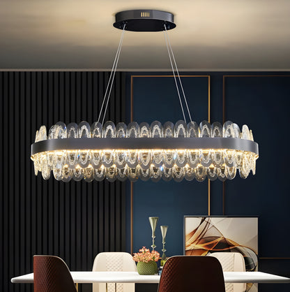 Agna | Creative Rectangle Hanging Crystal LED Chandelier for Living Room, Gold, Large - L47.2" / L120cm, Warm Light, Non-DimmableBy Miron Demid LLC