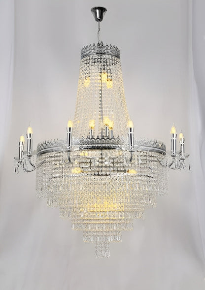 Opio | Classical Large Crystal Candle Ceiling Chandelier, Chrome, Dia23.6" H34.6", Dimmable, Cool LightBy Miron Demid LLC