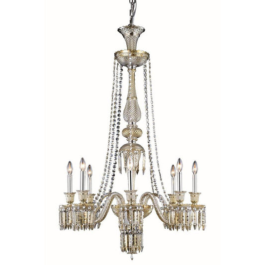 Golden Teak Eight Light 51-in Chandelier