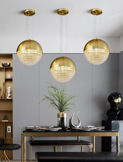 Sestri Levante | Stunning Gold Crystal Ball Chandelier, Dia21.7xh21.7''By Miron Demid LLC