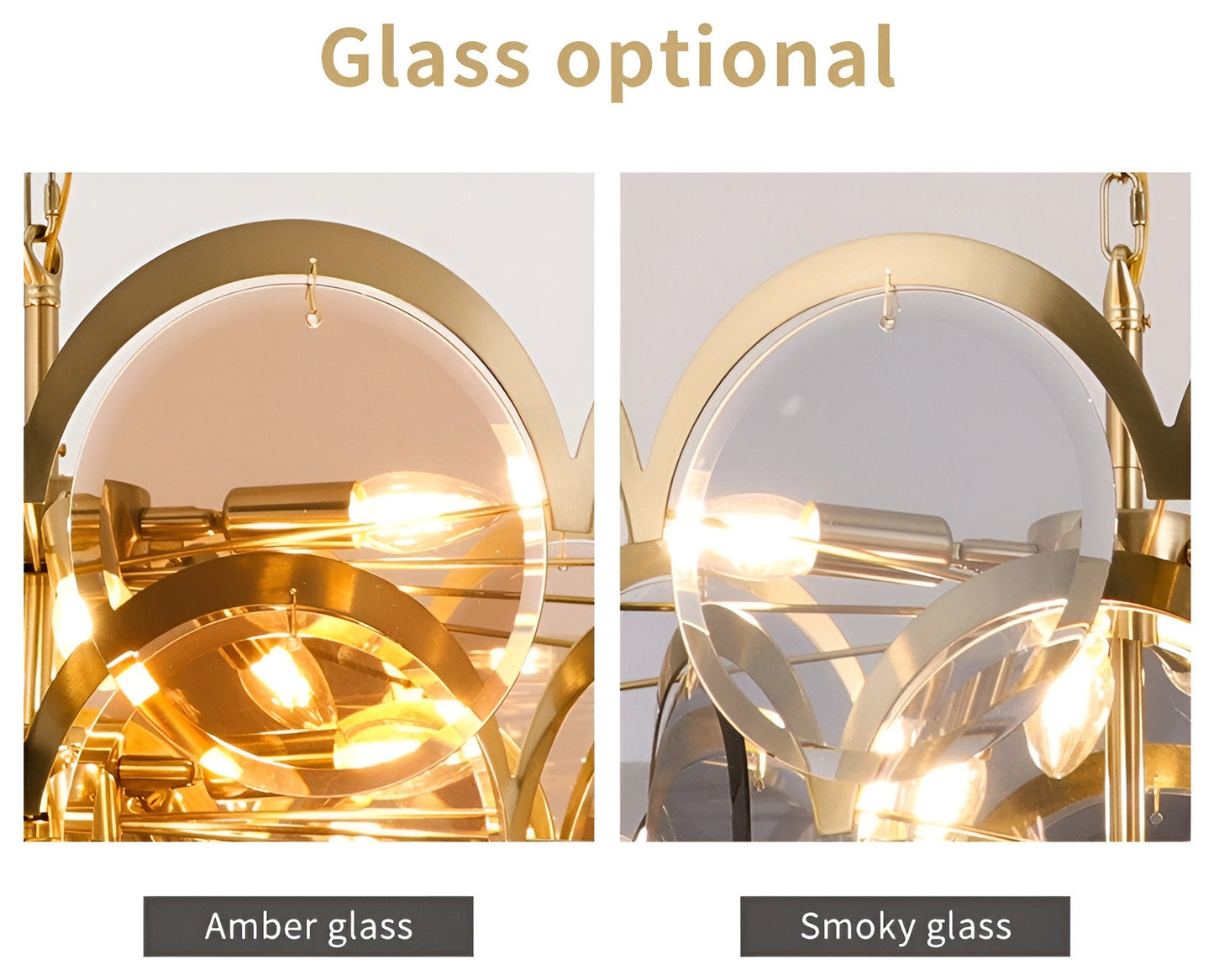 Huy | Amber/Smoke Gray Glass Chandelier for Hotel, Amber, 31.5"By Miron Demid LLC