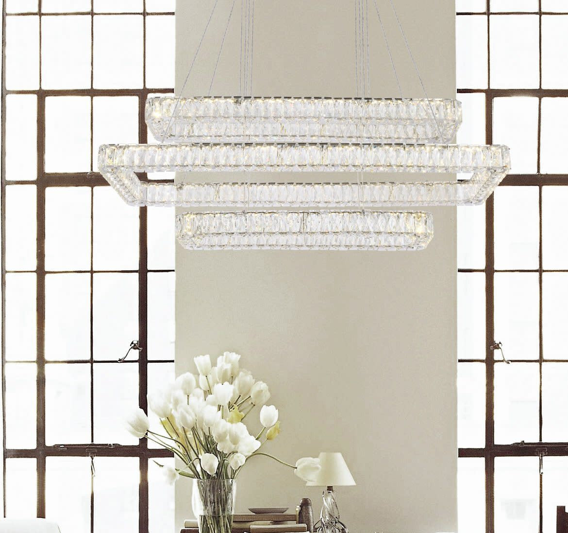 Elegant Lighting 3504G50L3 Monroe 50"W LED Crystal Linear - GoldBy Elegant Furniture & Lighting