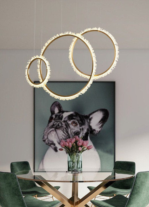 MIRODEMI? Aarau | Crystal Pendant Light in the Shape of Rings, Dia15.7+23.6+31.5", Remote DimmingBy Miron Demid LLC