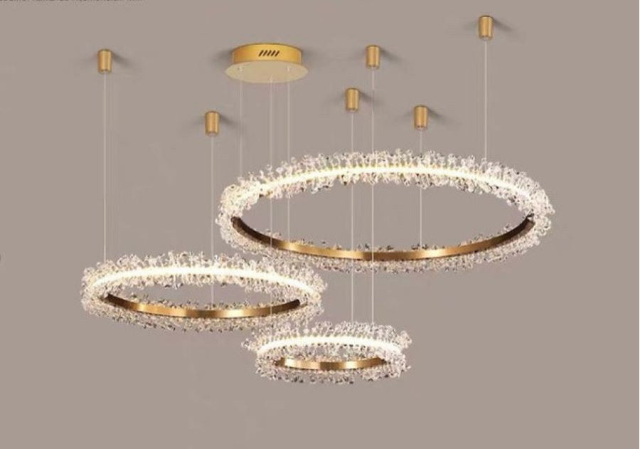 Versoix | Creative Crystal LED Pendant Light in the Shape of Rings, Dia15.7+23.6+31.5", Cool LightBy Miron Demid LLC