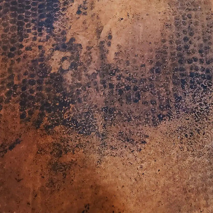 38" Round Copper Coffee Table 鈥?Hand-hammered Copper Top & Iron Base 鈥?Rustic Living Room Centerpiece
