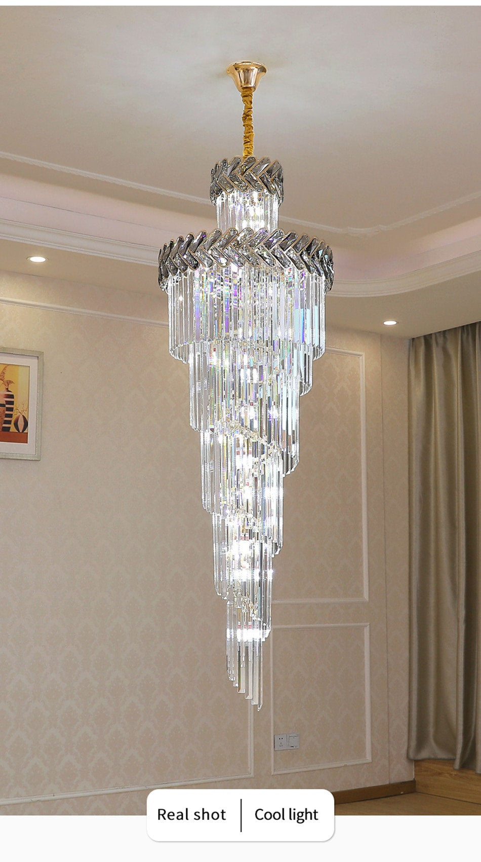 Saint-Vallier-de-Thiey | Crystal Cascade Long Chandelier, 20 BulbsBy Miron Demid LLC