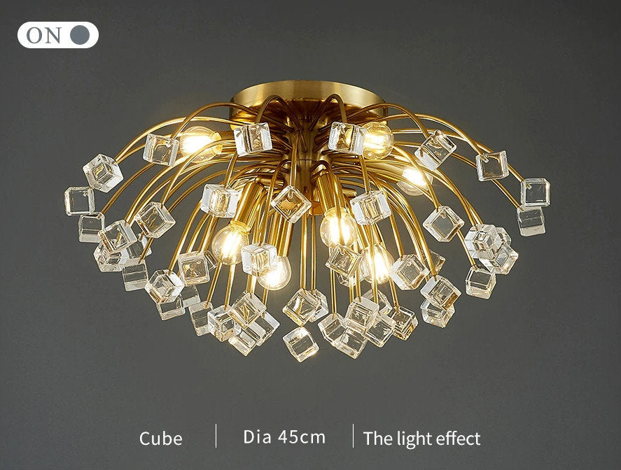 Aggius | Colorful Crystal Led Round Ceiling Chandelier, 23.6", SquareBy Miron Demid LLC