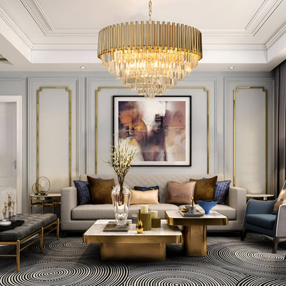 Cisano sul Neva | Majestic Gold Crystal Ceiling Chandelier, 23.6''By Miron Demid LLC