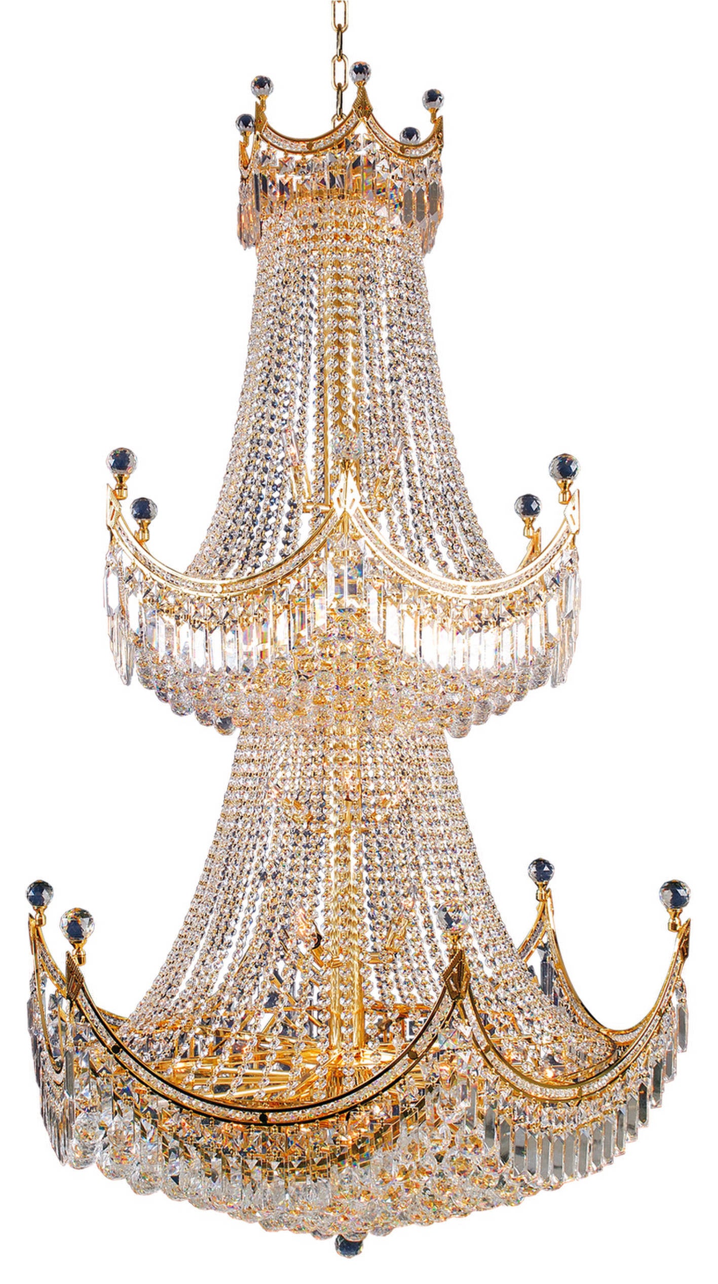 Artistry Lighting Corona Collection Hanging Crystal Chandelier 36x66, GoldBy Artistry Lighting