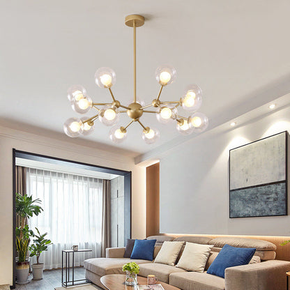 Cabiate | Glass Globe Shaped Chandelier for Bedroom, 15 Lights, Cool LightBy Miron Demid LLC