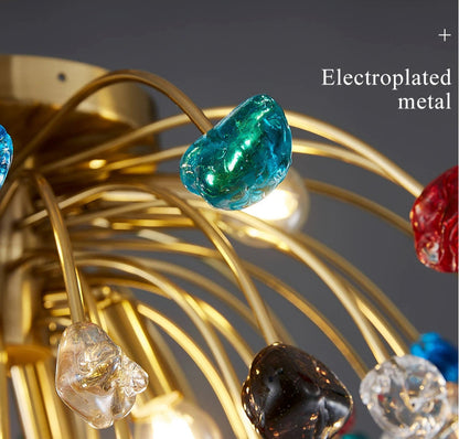 Aggius | Colorful Crystal Led Round Ceiling Chandelier, 23.6", ColorfulBy Miron Demid LLC