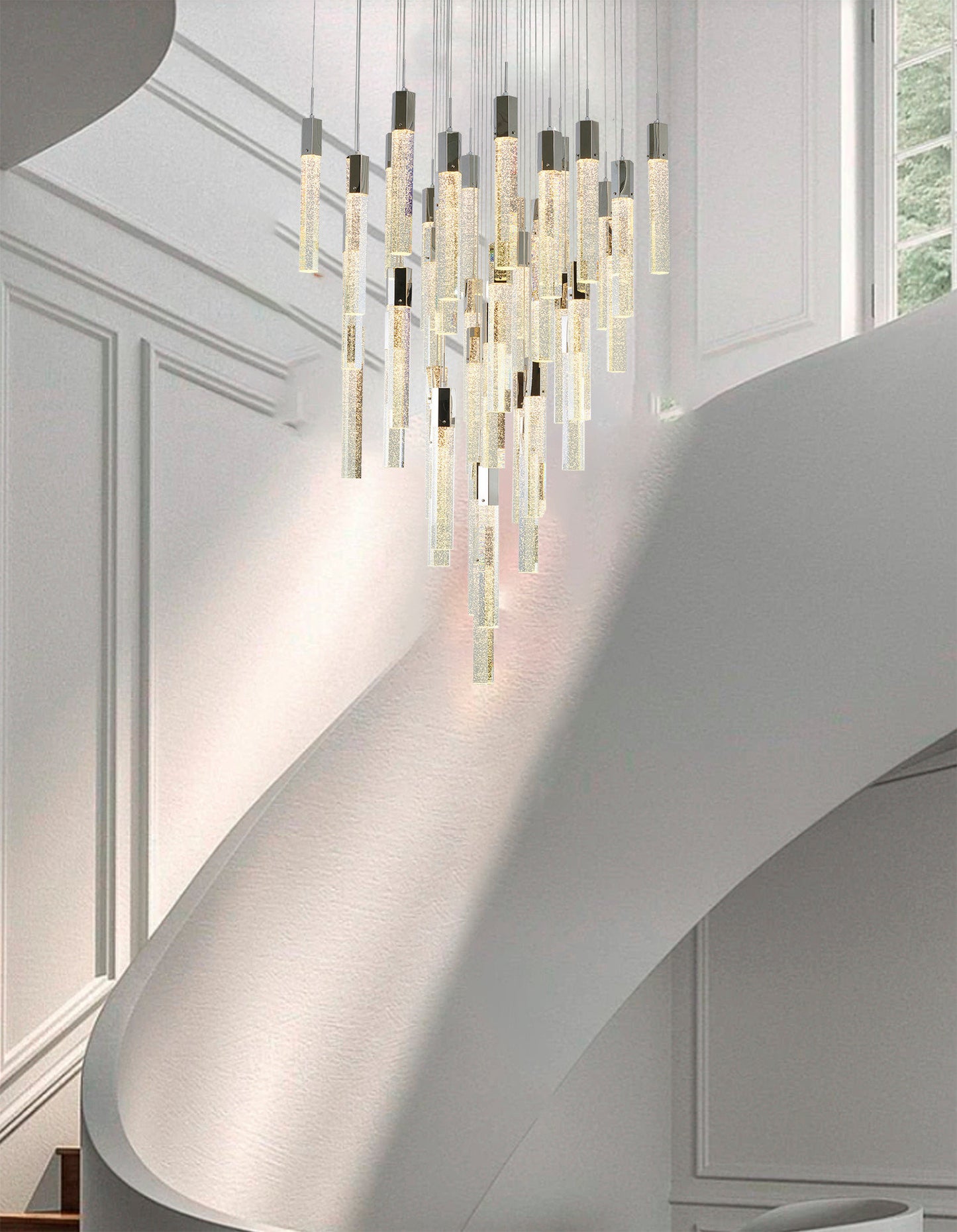25-Light Chrome Metal Chandelier With Clear Bubble Crystal AccentsBy Design Living