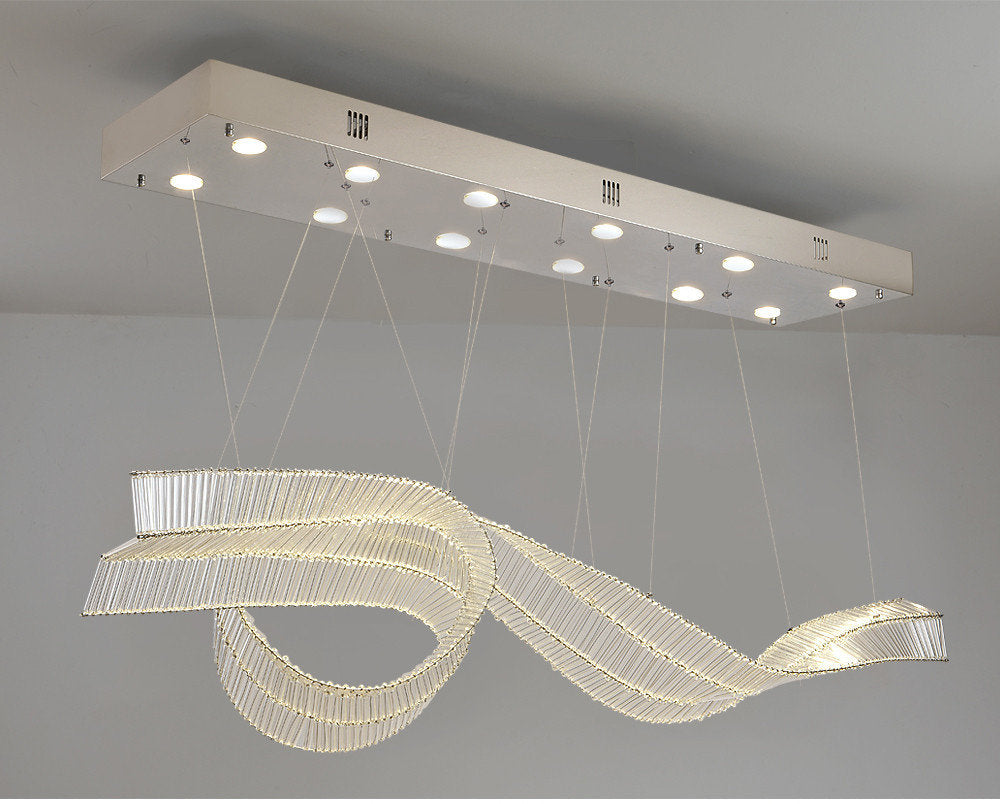Alassio | Creative LED Chandelier in the Shape of Ribbon, Gold, L39.4" / L100.0cm, Cool Light, DimmableBy Miron Demid LLC