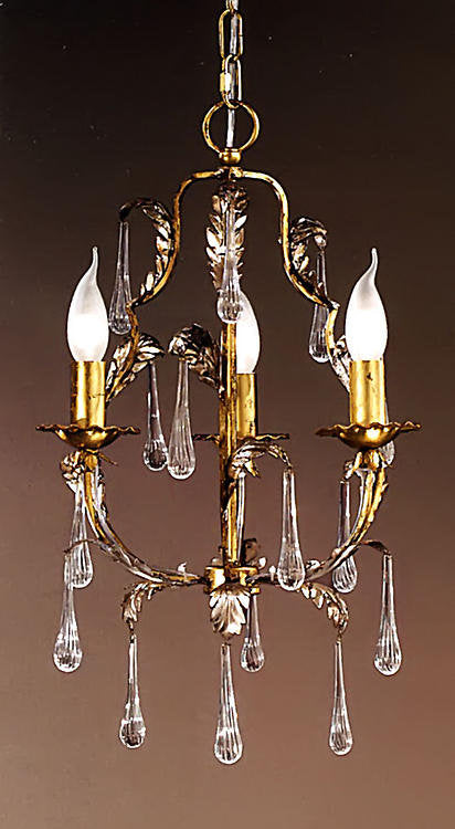 3 - Light Candle Style Empire Chandelier with Crystal Accents