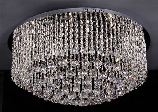 Polished chrome crystal flush mount dressed with 25% full lead crystal