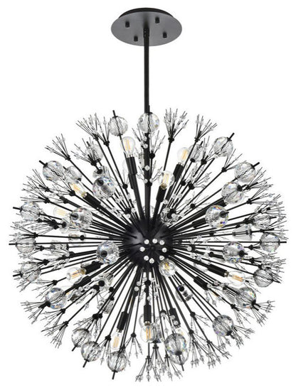 Elegant Lighting 2500D32BK Vera 32 inch crystal starburst round pendant in blackBy Elegant Furniture & Lighting