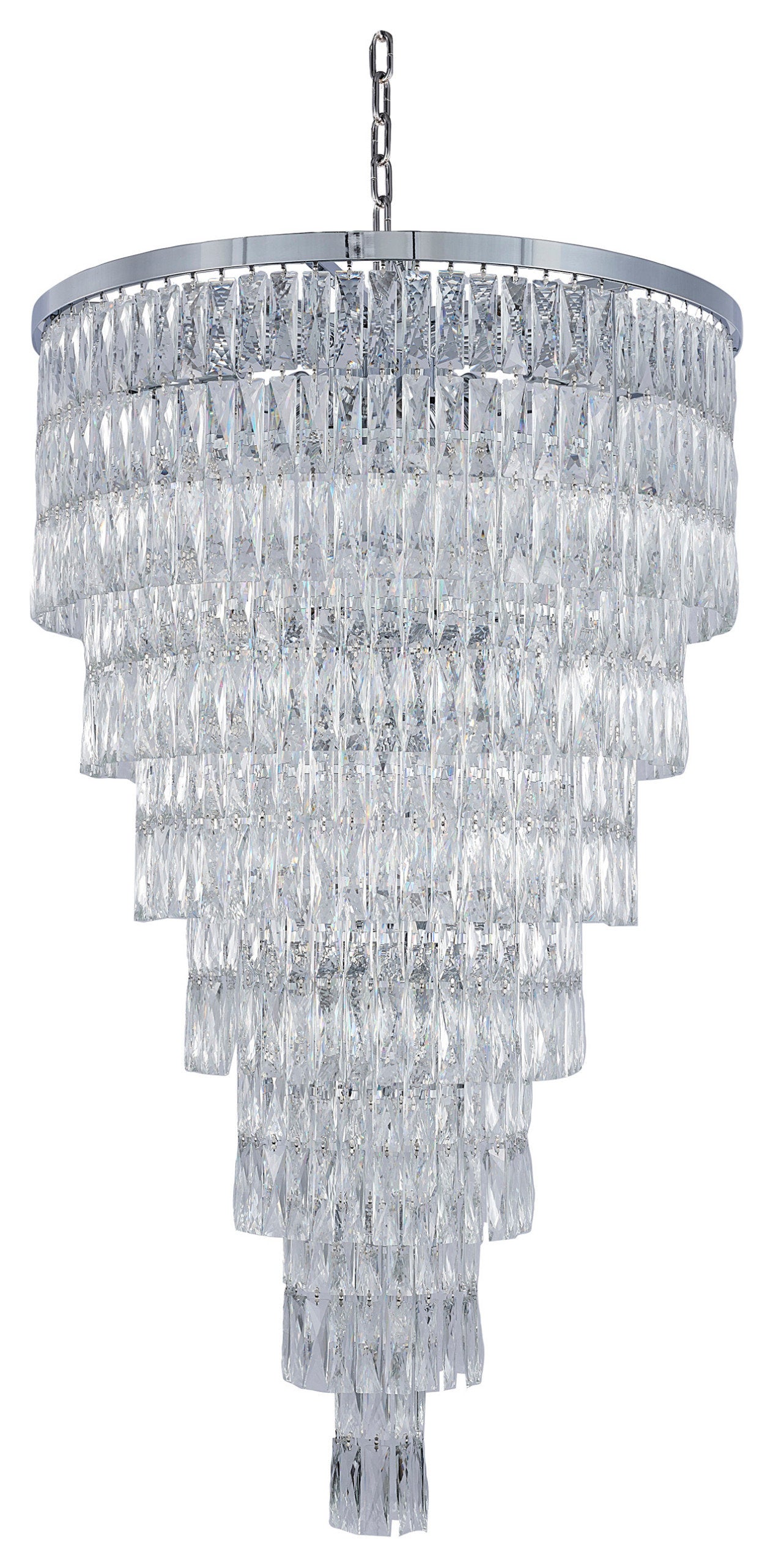 32" Chrome Metal 7-Tier Chandelier With Clear CrystalsBy Design Living