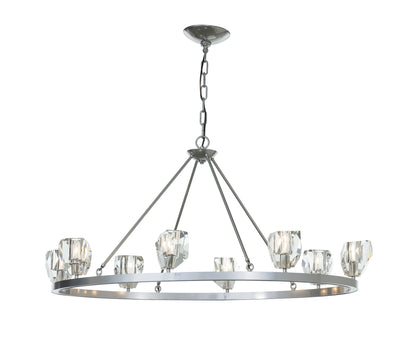 Gatsby 8-Light Chandelier, Sterling Finish, Crystal AccentsBy Hubbardton Forge