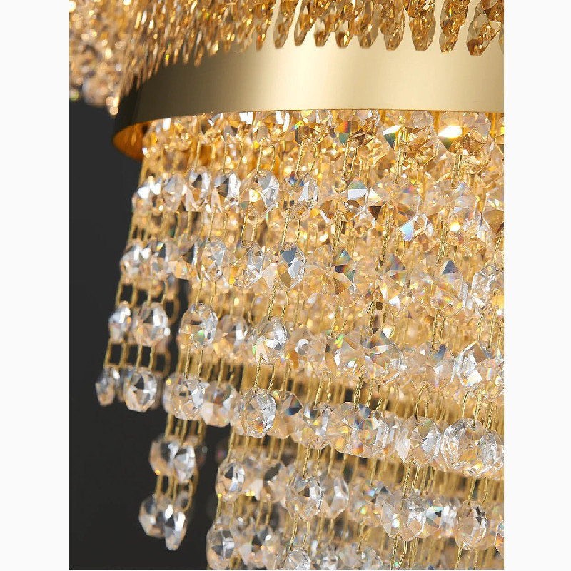 Castelbianco | Unique Gold LED Chandelier With Crystals, 31.5''By Miron Demid LLC
