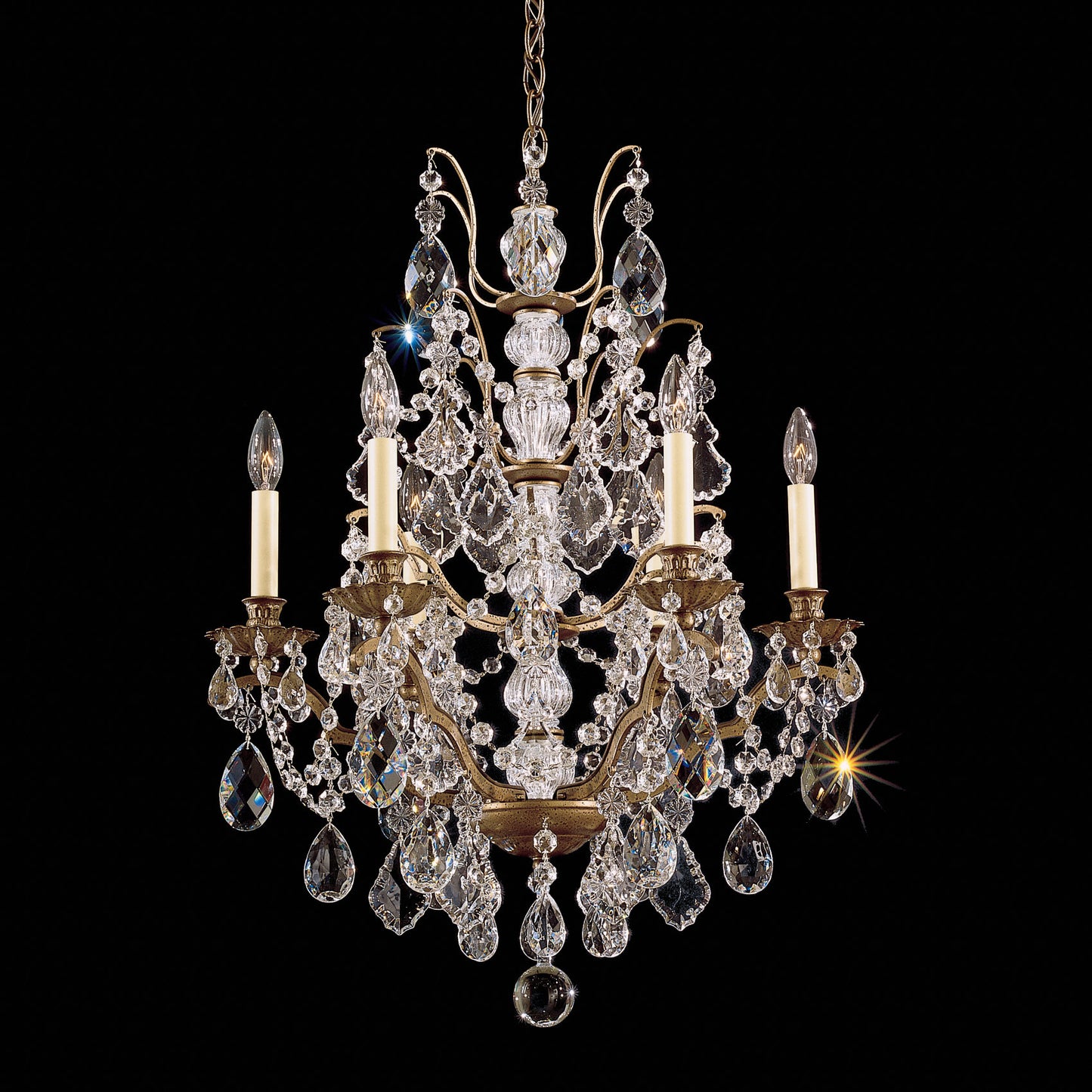 Bordeaux 6-Light Chandelier in Etruscan Gold With Clear Legacy CrystalBy Schonbek