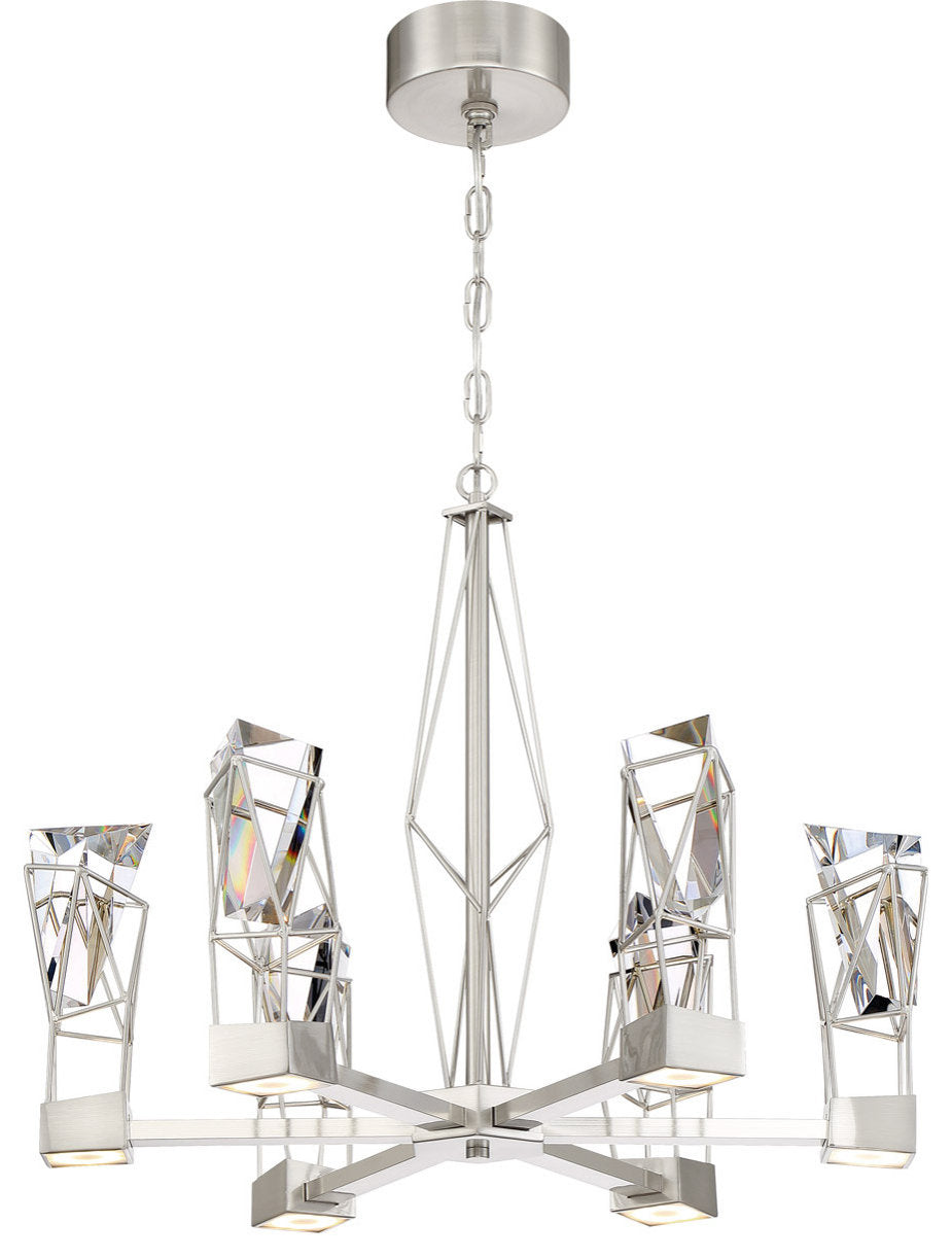 Gem 1 Light Chandelier, Satin Nickel with CrystalBy ZEEV LIGHTING