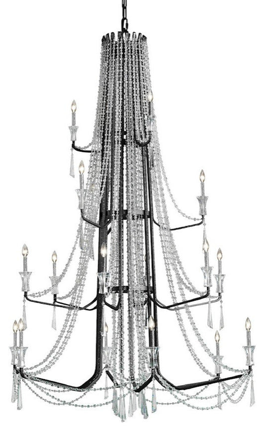 Varaluz Barcelona 18 Light 4 Tier Chandelier, Onyx/Clear, 270C18OXBy Varaluz