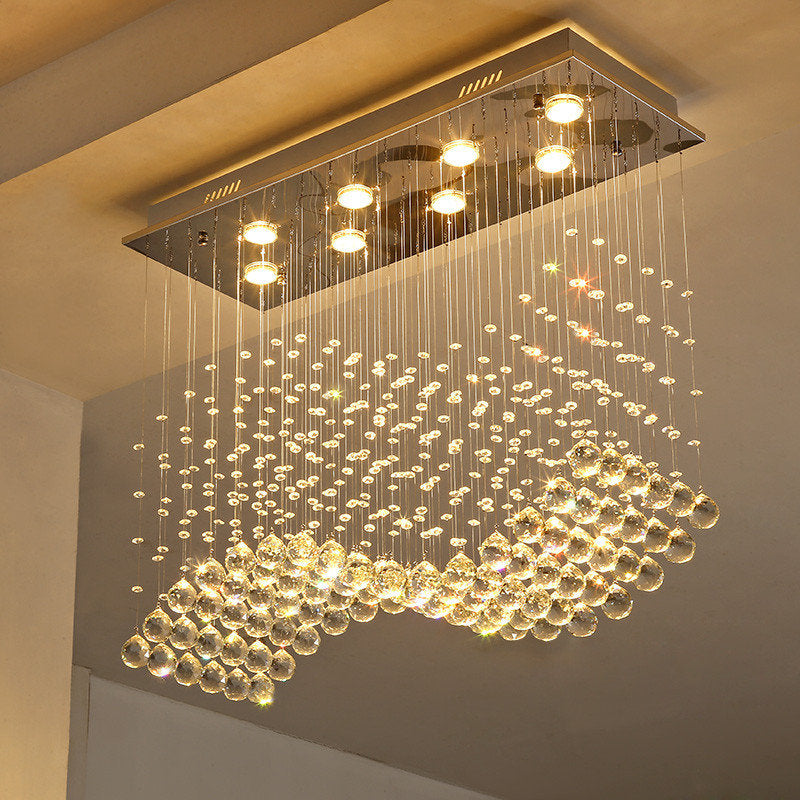 Agropoli | Luxury Rectangle LED Crystal Lamp for Dining Room, L39.4xw9.8xh39.4", Warm LightBy Miron Demid LLC
