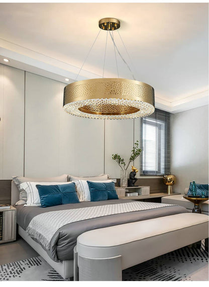 Premium Gold Plated Crystal Ring Chandelier, Diameter 40"By MORSALE