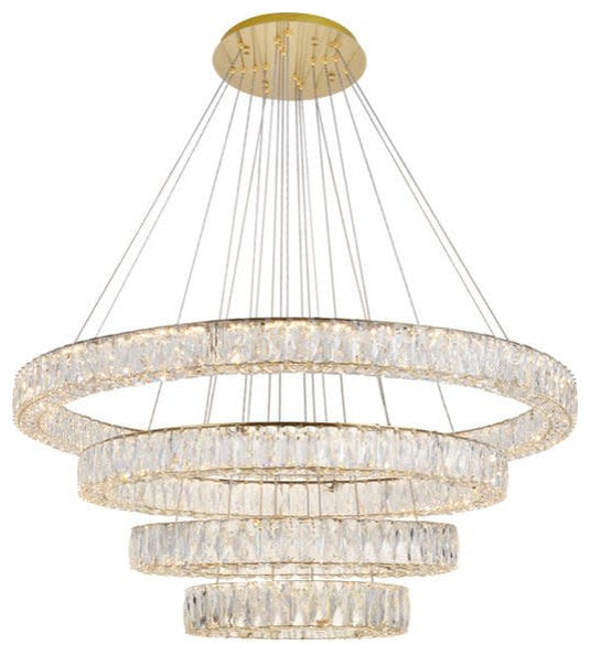 Elegant Lighting 3503G41 Monroe 4 Light 42"W LED Crystal Ring - GoldBy Elegant Furniture & Lighting