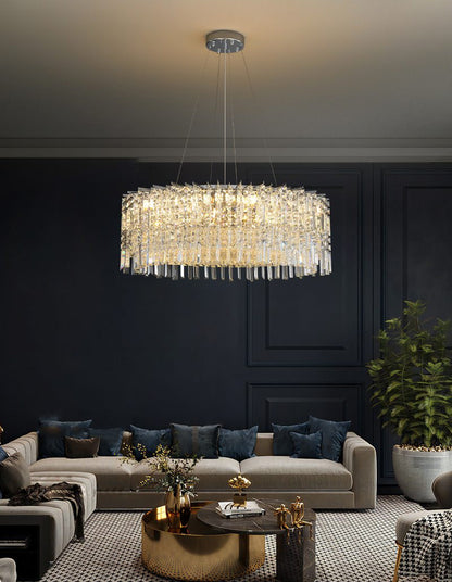Ischia di Castro | Modern Luxury Drum Crystal LED Chandelier in Creative Design, Gold, Dia39.4xh11.0", Cool Light, DimmableBy Miron Demid LLC