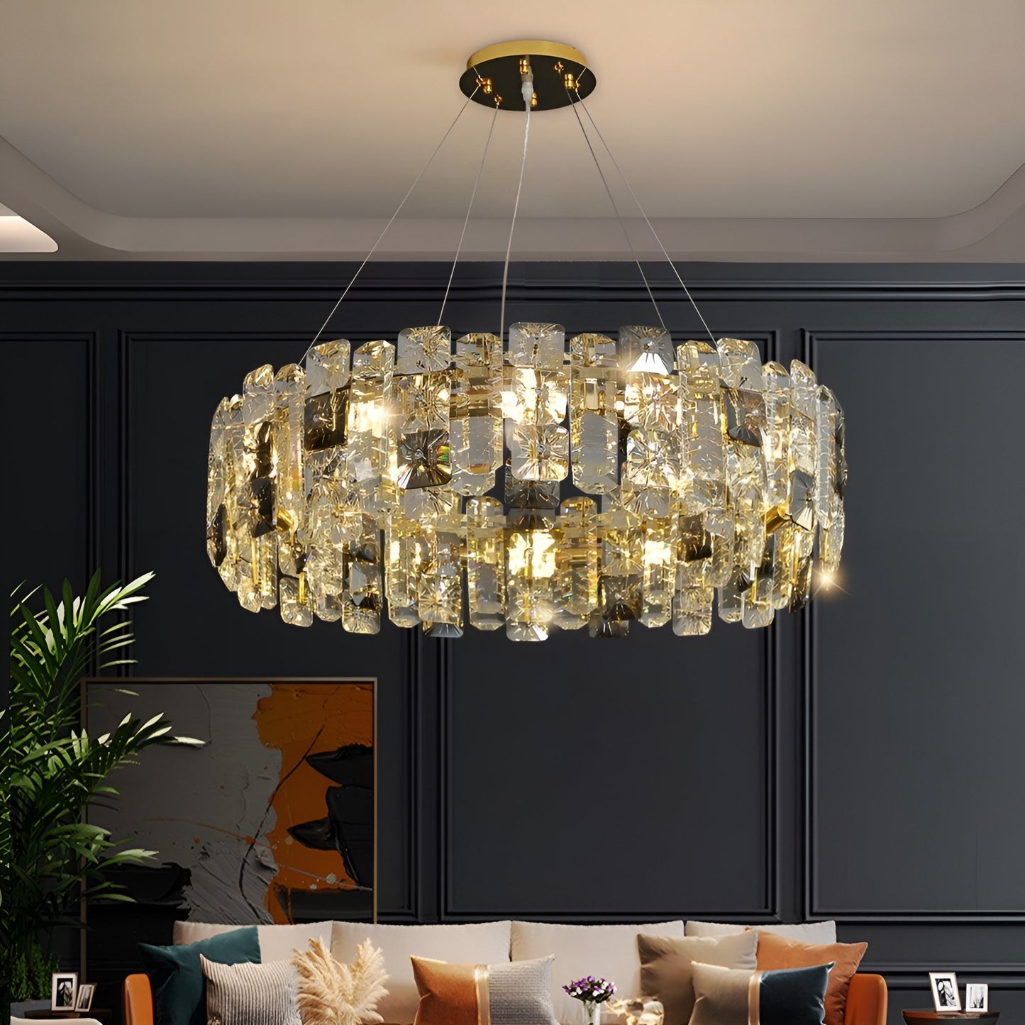 Zambrone | Luxury Round Crystal Chandelier for Living Room, 12bulbsBy Miron Demid LLC