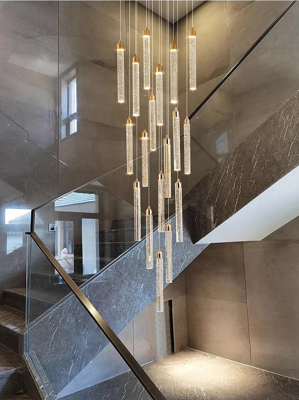 Varazze | Shimmering Magic Gold Crystal Pendant Chandelier, 100 Lights, Cool LightBy Miron Demid LLC