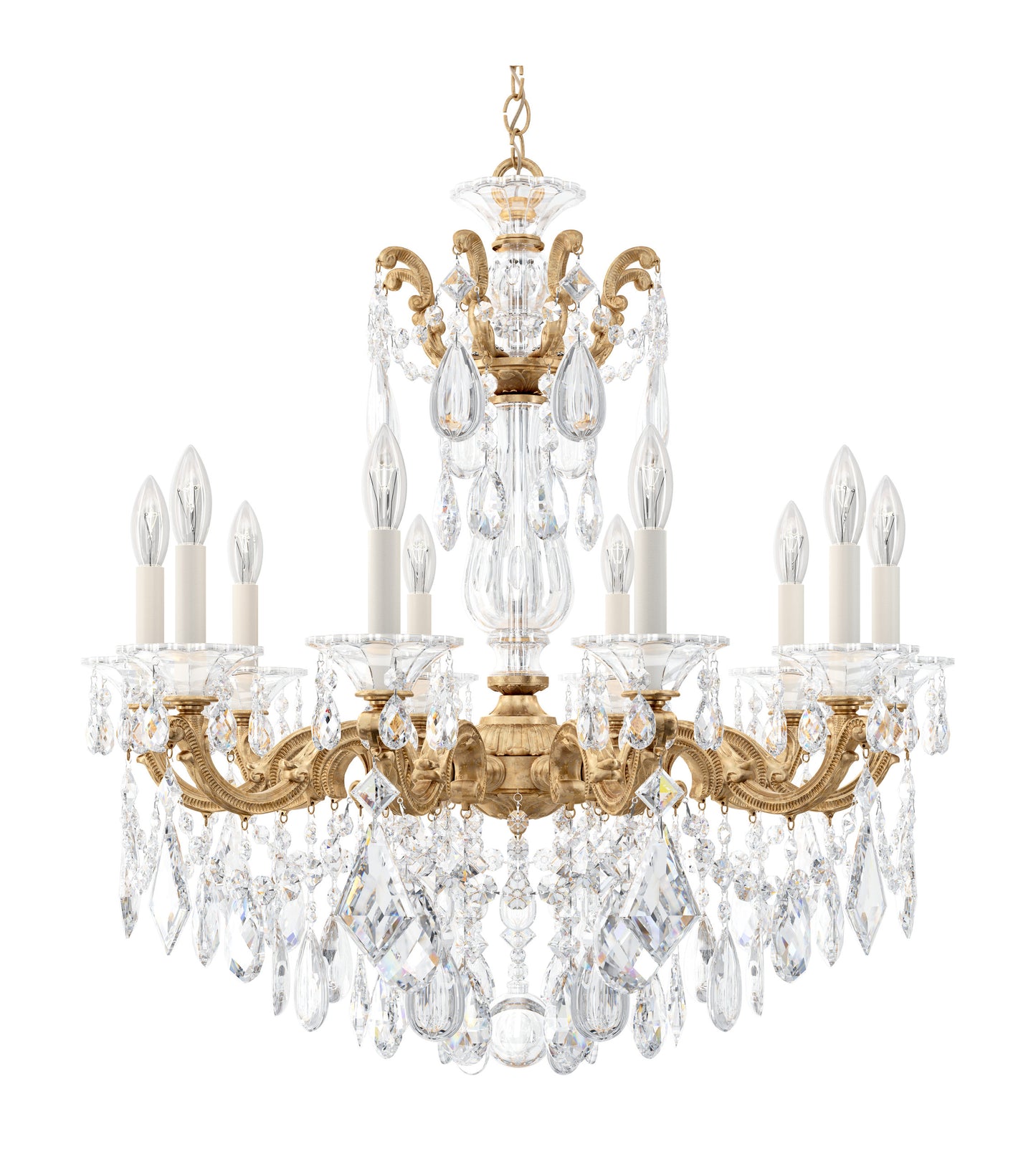La Scala 10 Light Chandelier French Gold Clear Crystals SwarovskiBy Schonbek