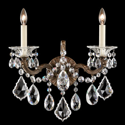Schonbek 5001-76S 2 Light Crystal Sconce, Heirloom BronzeBy Schonbek