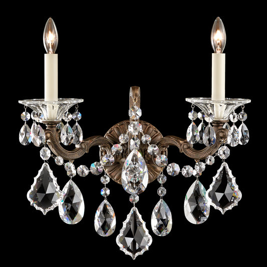 Schonbek 5001-76S 2 Light Crystal Sconce, Heirloom BronzeBy Schonbek