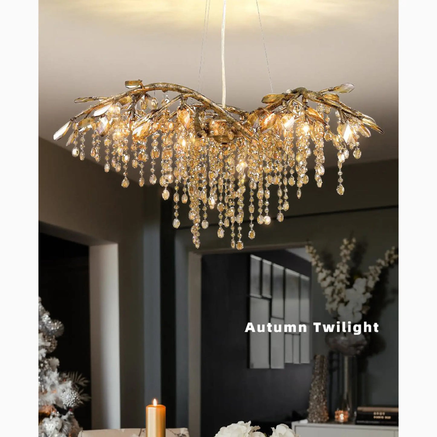 Alfiano Natta | Luxury Gold/Chrome Vintage Crystal Hanging Lamp For Living Room, Gold, Dia26.8"By Miron Demid LLC