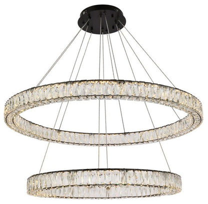 Elegant Lighting 3503D42 Monroe 2 Light 42"W LED Crystal Ring - BlackBy Elegant Furniture & Lighting