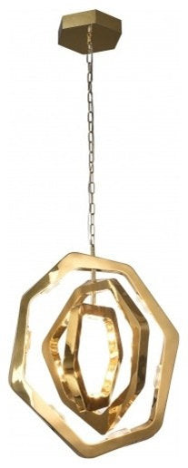 Gold Geometric Triple Ring LED Chandelier With Crystal AccentsBy Design Living