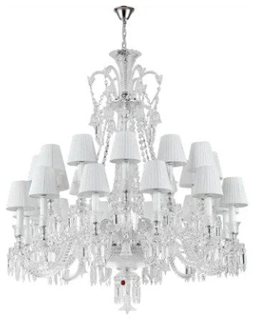 Baccarat Design Crystal Chandelier Lighting, White, 24 LightsBy Akari Lanterns