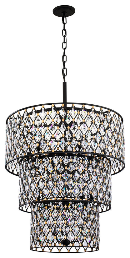 Varaluz 345C13 Windsor 13 Light 32"W Crystal Waterfall Chandelier - Carbon /By Varaluz