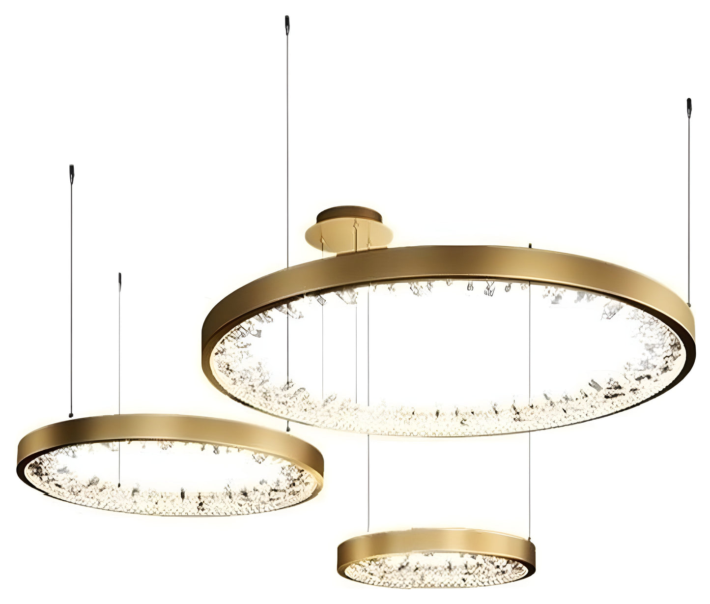 Zeddiani | Gold Rings Led Crystal Chandelier for Bedroom, 3 Rings 7 BasesBy Miron Demid LLC