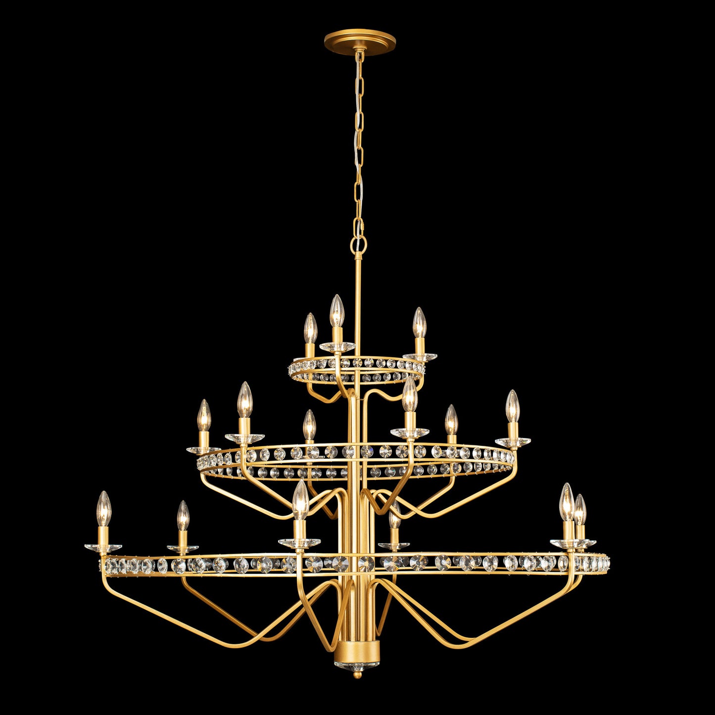 .-     Monroe 15-Lt 3-Tier  Chandelier - Antique GoldBy Varaluz
