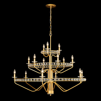 .-     Monroe 15-Lt 3-Tier  Chandelier - Antique GoldBy Varaluz