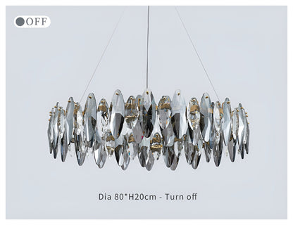 Ampezzo | Round Gray Chandelier With Big Crystals, 31.5''By Miron Demid LLC