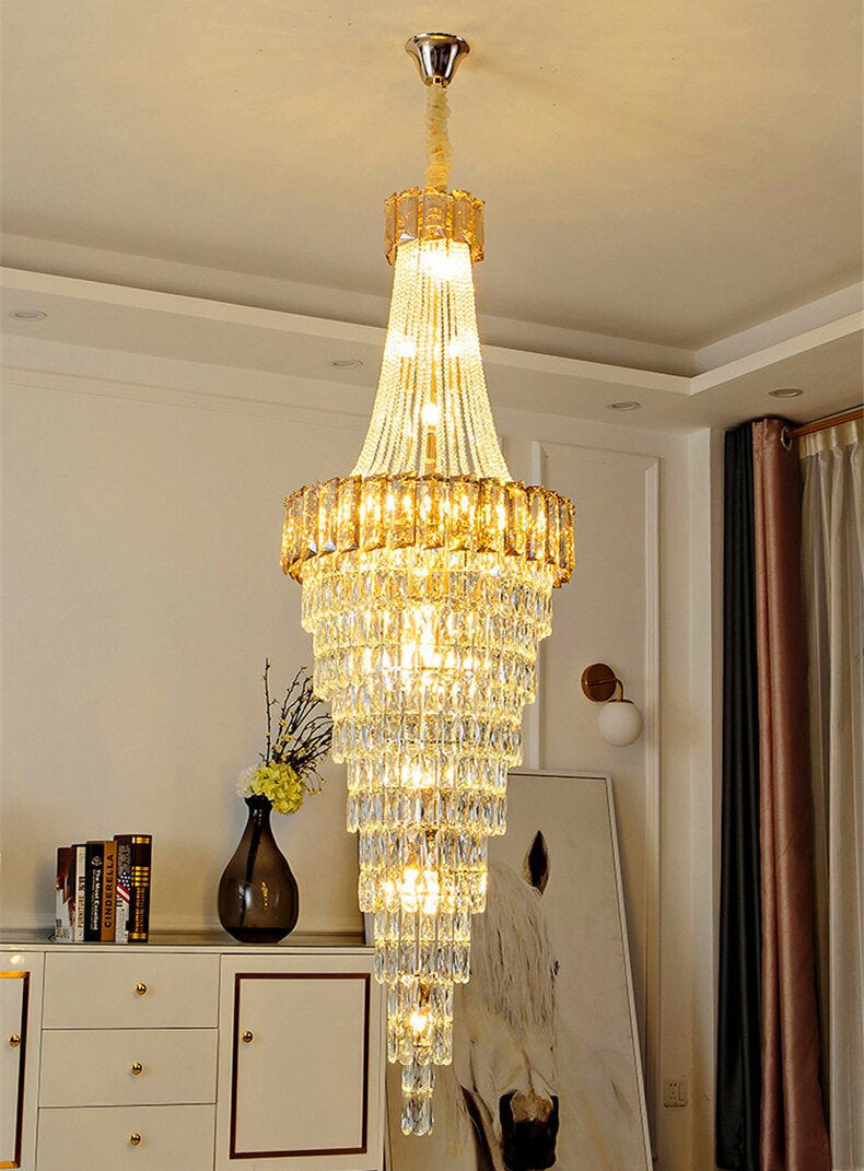 Saint-Auban | Luxury Elegant Crystal Chandelier For Stairway, Clear Crystal, Dia19.7"By Miron Demid LLC