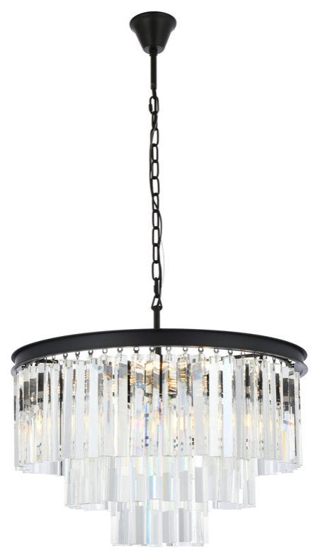 Elegant 1201D26MB/RC Sydney 9-Light Matte Black Chandelier ClearBy Elegant Furniture & Lighting
