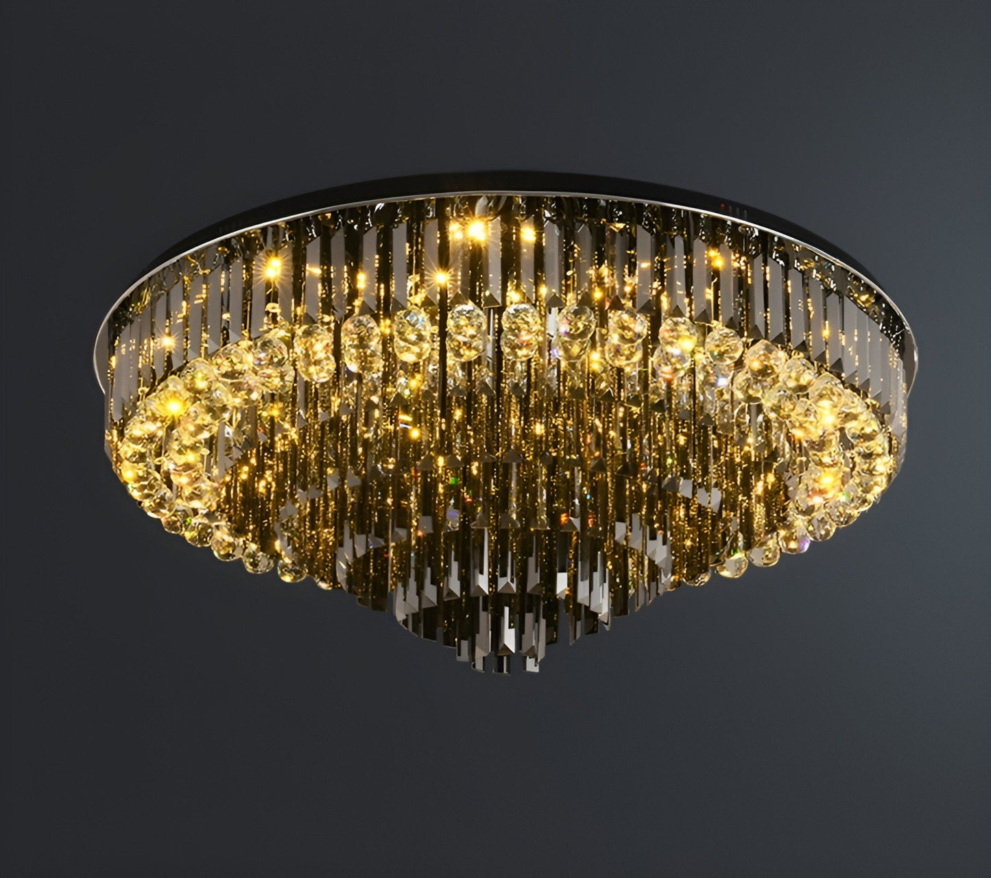Africo | Round Modern Crystal Chandelier, 31.5"By Miron Demid LLC