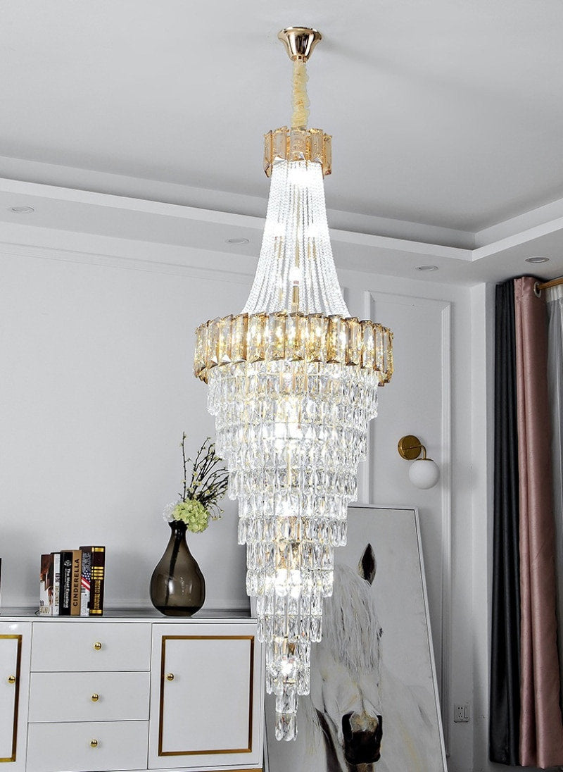 Saint-Auban | Luxury Elegant Crystal Chandelier For Stairway, Clear Crystal, Dia39.4"By Miron Demid LLC